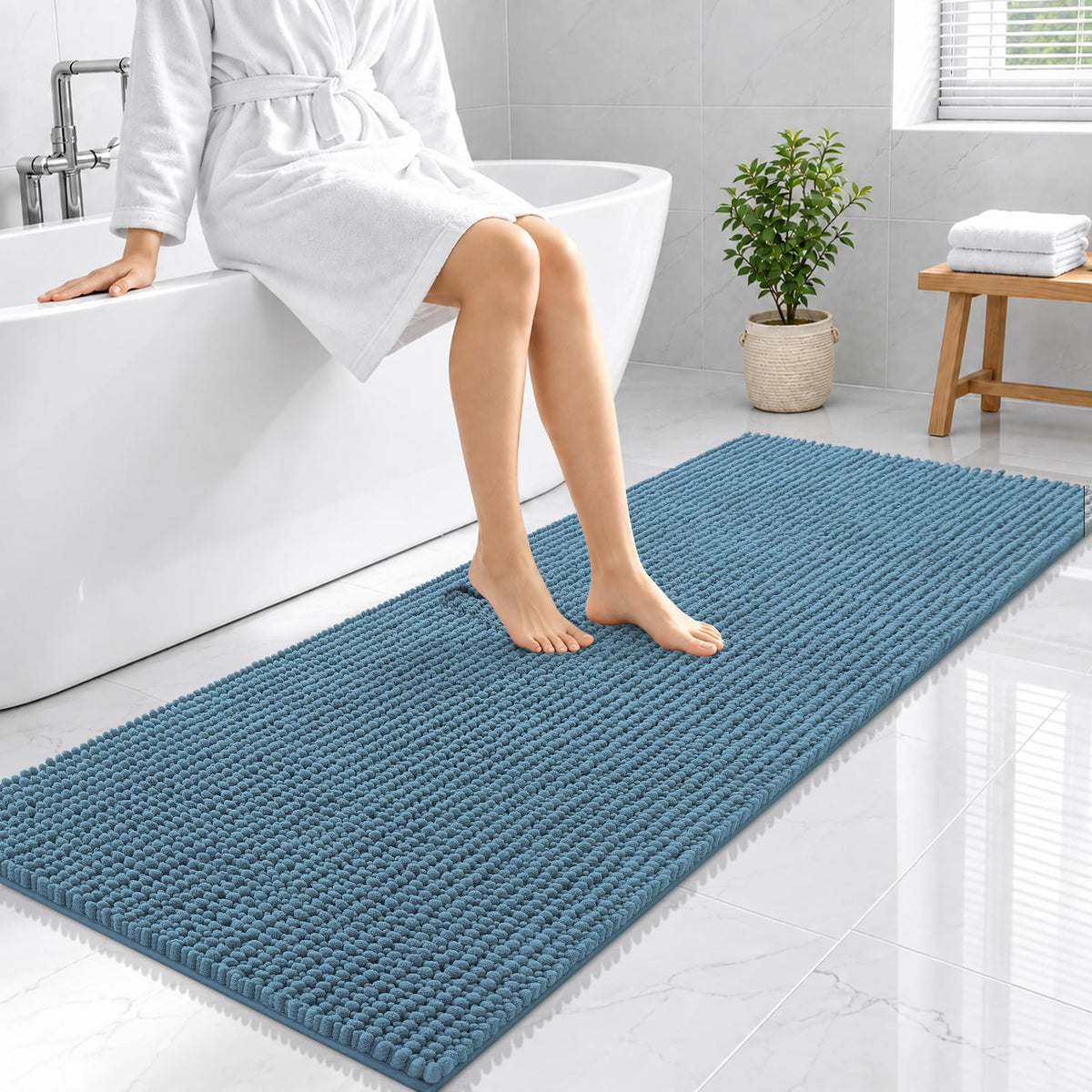 Smiry Thick Bathroom Rugs 30x20, Extra Soft Absorbent Chenille Bath Mat