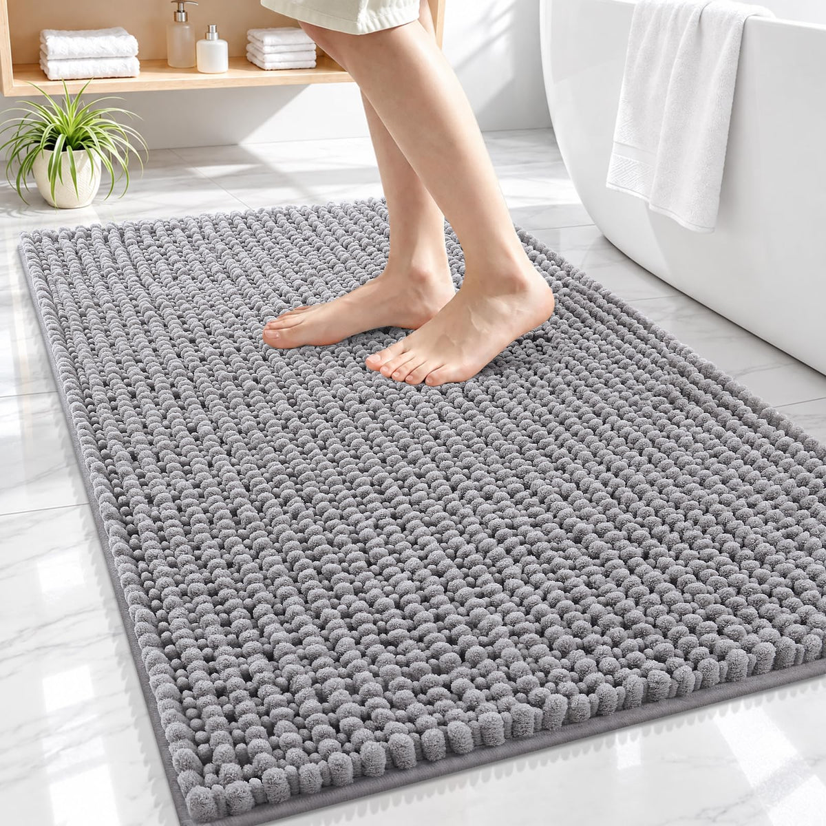 Smiry Thick Bathroom Rugs 30x20, Extra Soft Absorbent Chenille Bath Mat