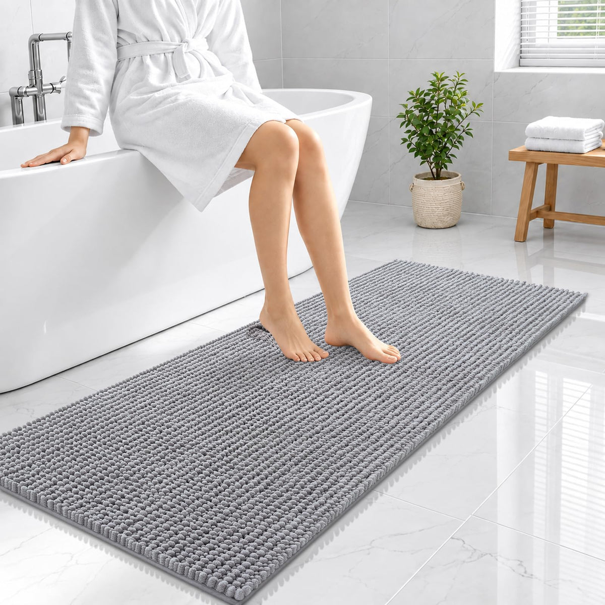 Smiry Thick Bathroom Rugs 30x20, Extra Soft Absorbent Chenille Bath Mat