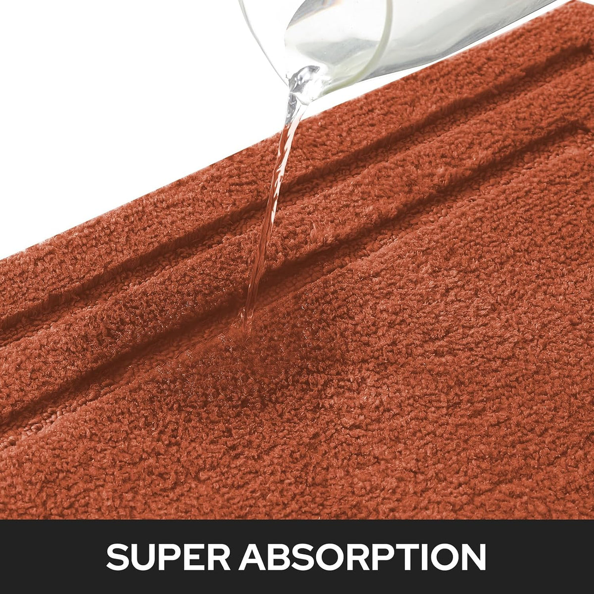 HOMEIDEAS Fall Bathroom Rugs Sets, 2 Piece Soft Bath Mat Burnt Orange