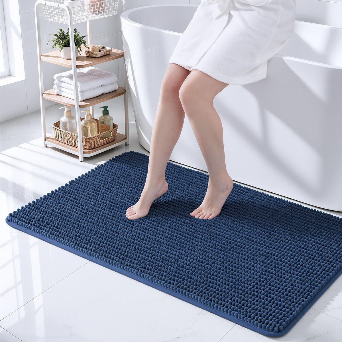 Ophanie Grey Bathroom Rugs 30x20, Soft Chenille Bath Mat, Non Slip Absorbent Quick Dry Light Gray Mats, Machine Washable Thick Small Area Rug Sets,Grip Bathmat for Shower,Toilet,Sink and Indoor Floor