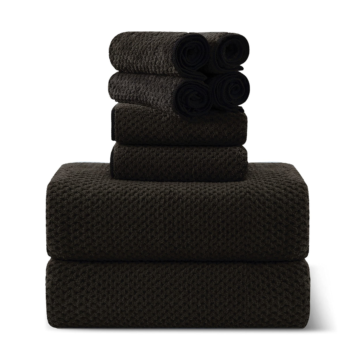 8-Piece Bath Towel Set, 2 Extra Large Bath Towel Sheets, 2 Hand Towels and 4 Washcloths - Highly Absorbent Quick Dry Polyester,Ultra Soft Towel Set for Bathroom, Waffle Weave Design, Pack of 8, Green