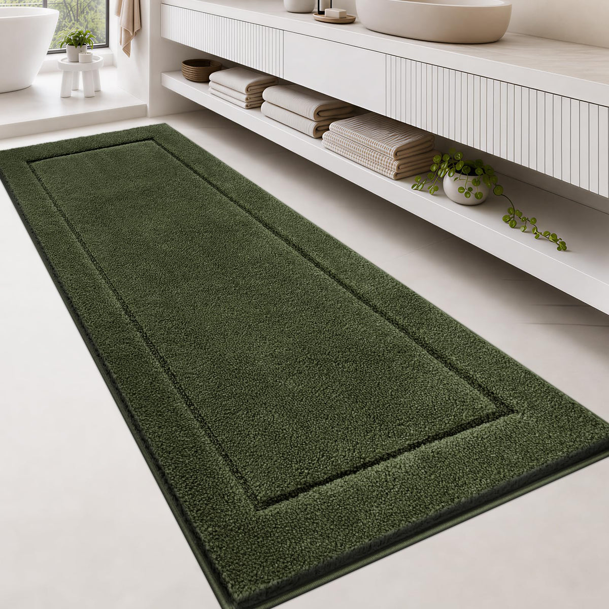 anllugs Bathroom Rugs, Non-Slip Bath Rugs, 24" x 60", Grey