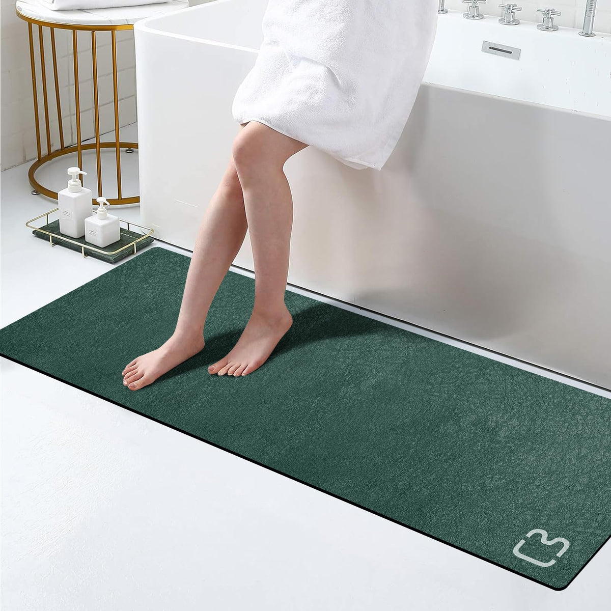 Dark Grey Long Bathroom Rugs Large Stone Bath Mats for Bathroom,15.7"x47.2"