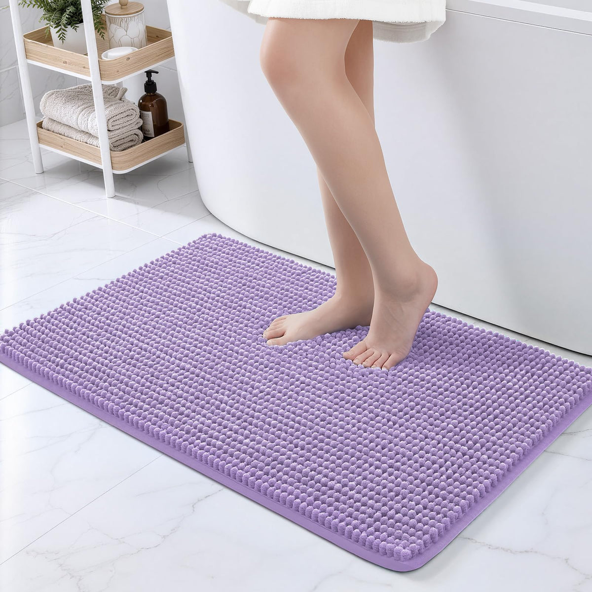 Ophanie Grey Bathroom Rugs 30x20, Soft Chenille Bath Mat, Non Slip Absorbent Quick Dry Light Gray Mats, Machine Washable Thick Small Area Rug Sets,Grip Bathmat for Shower,Toilet,Sink and Indoor Floor