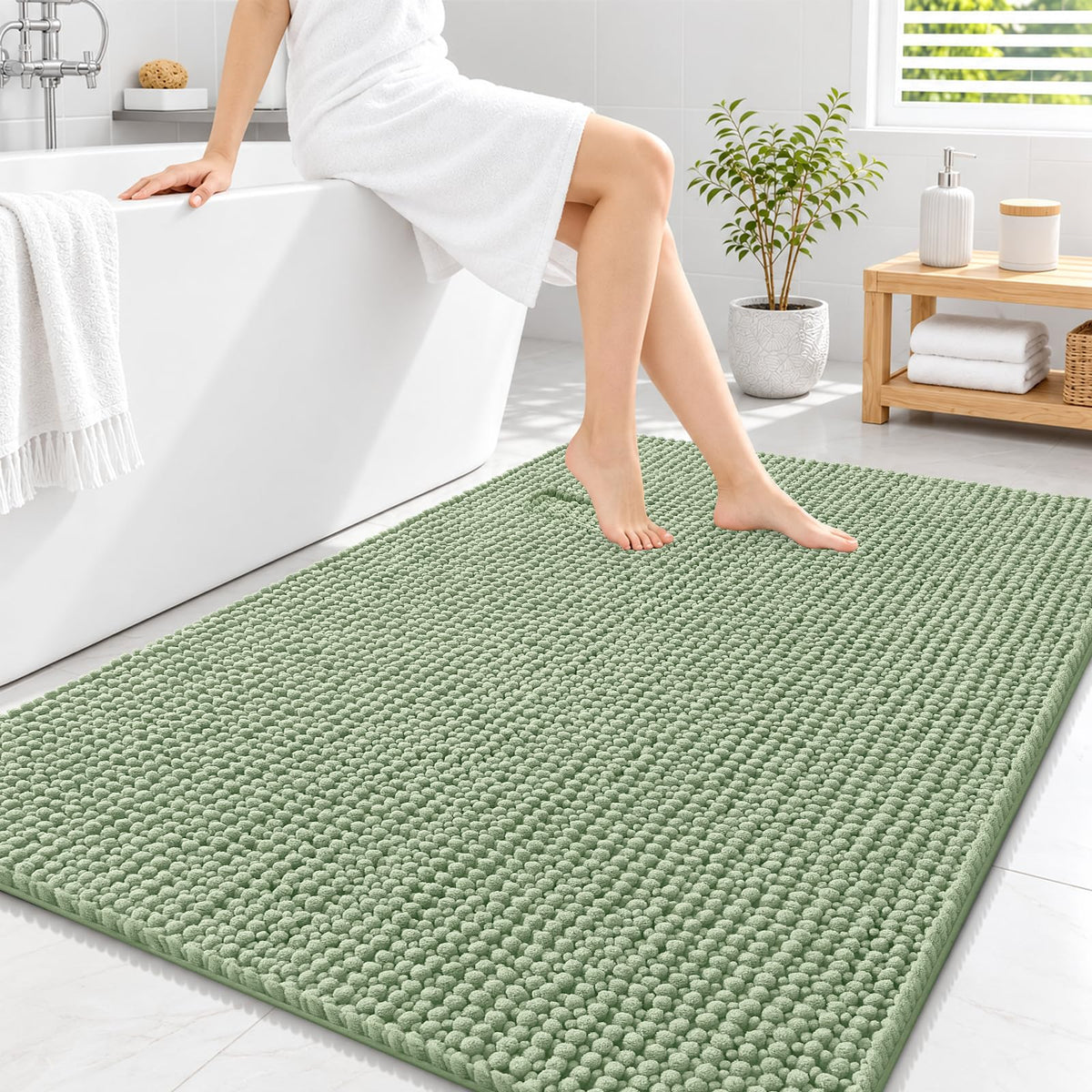 Smiry Thick Bathroom Rugs 30x20, Extra Soft Absorbent Chenille Bath Mat