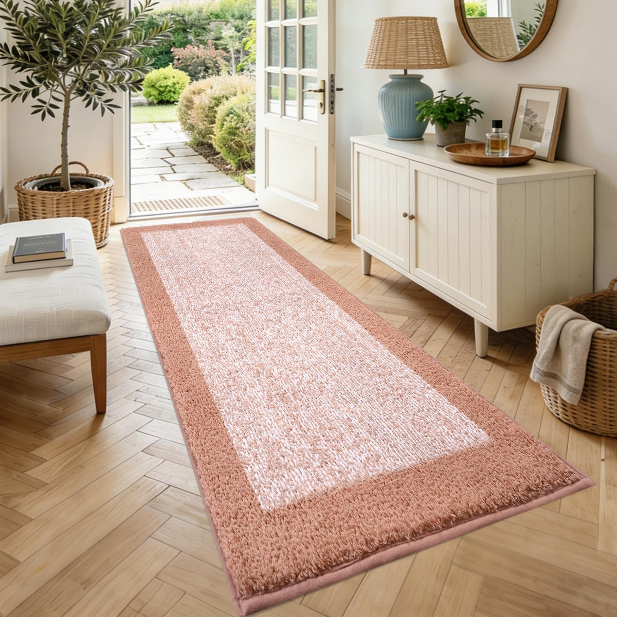 48x24 Long Bathroom Rugs Non Slip Washable, Soft Absorbent Bath Mat Blue