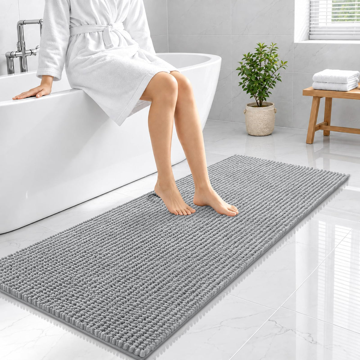 Smiry Thick Bathroom Rugs 30x20, Extra Soft Absorbent Chenille Bath Mat