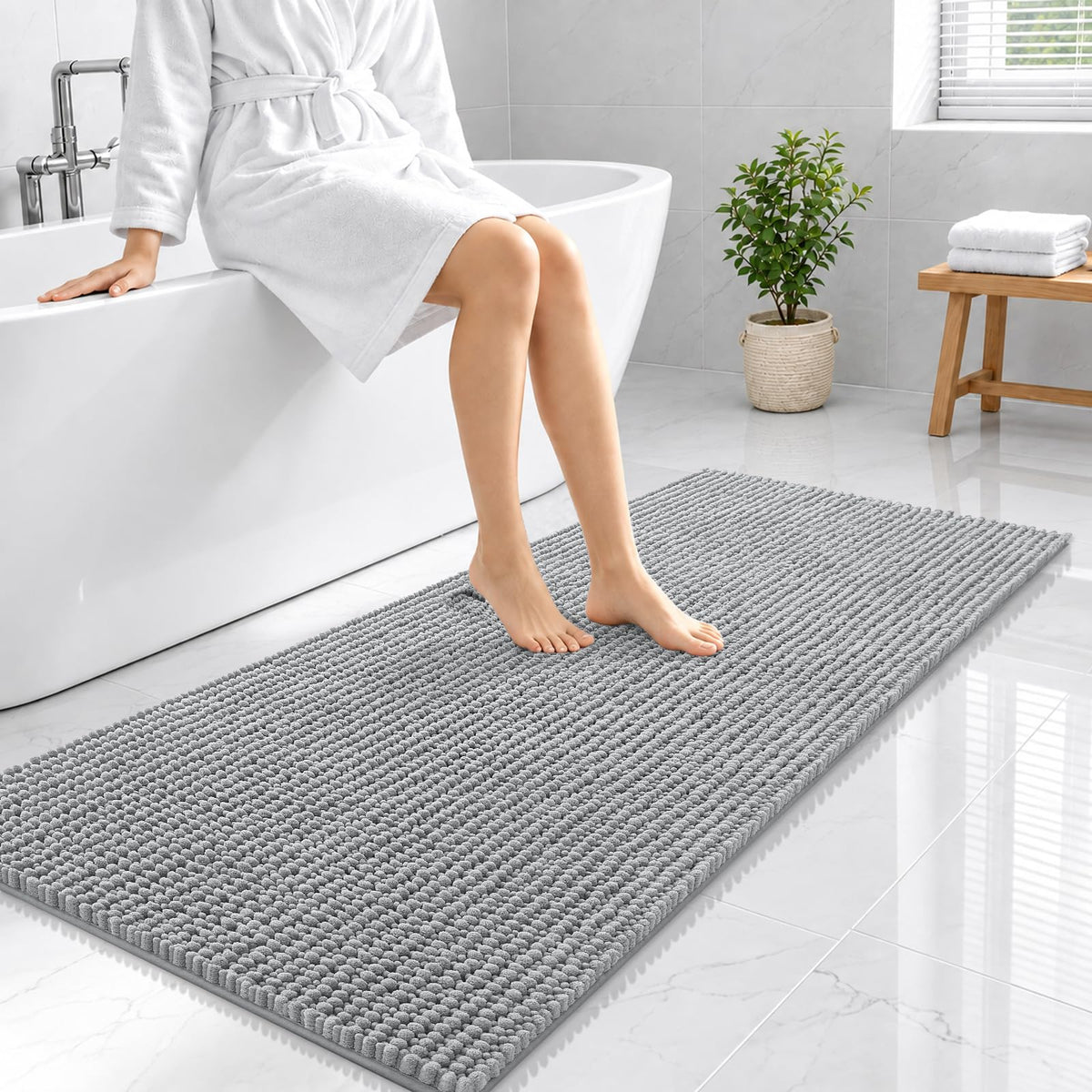 Smiry Thick Bathroom Rugs 30x20, Extra Soft Absorbent Chenille Bath Mat