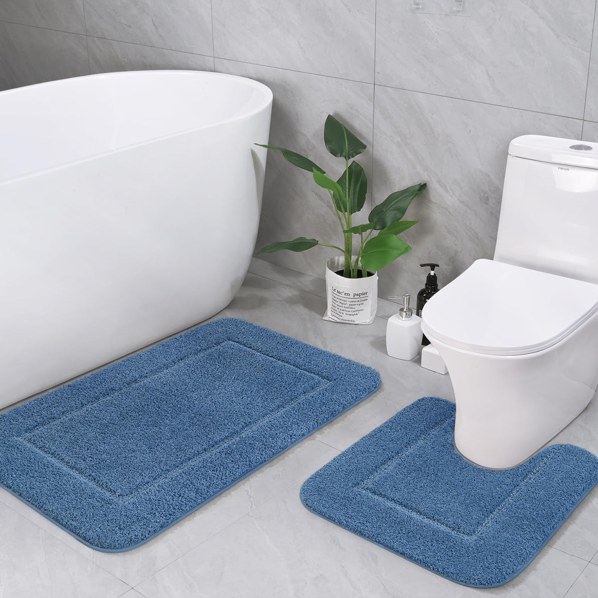 LOCHAS Bathroom Rug Set 2 Piece, 20''x20'' & 34''x21'', Beige