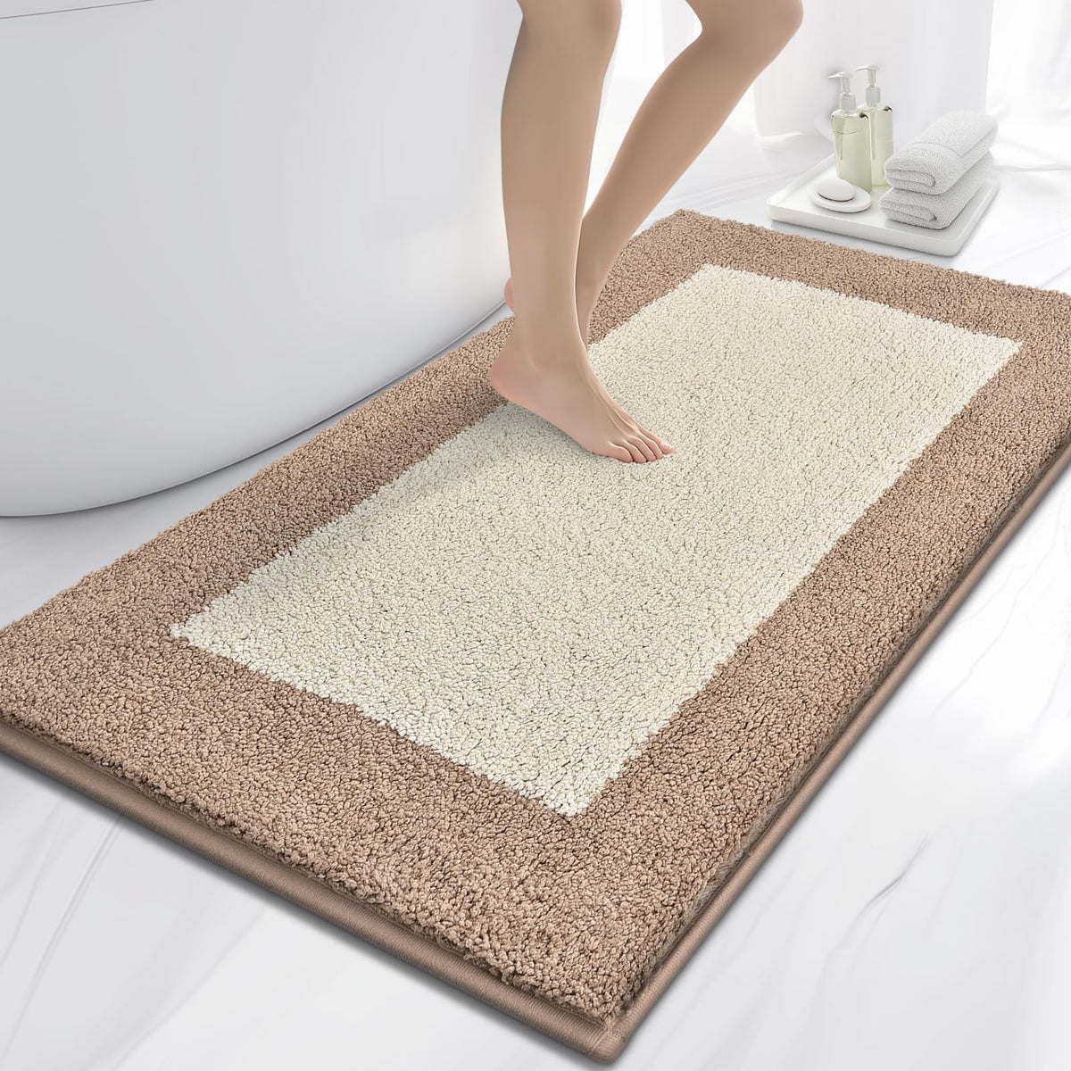 anllugs Bathroom Rugs, 20" x 30" Soft Bath Rugs, Olive Green & Green