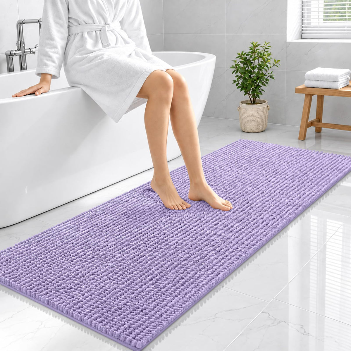 Smiry Thick Bathroom Rugs 30x20, Extra Soft Absorbent Chenille Bath Mat