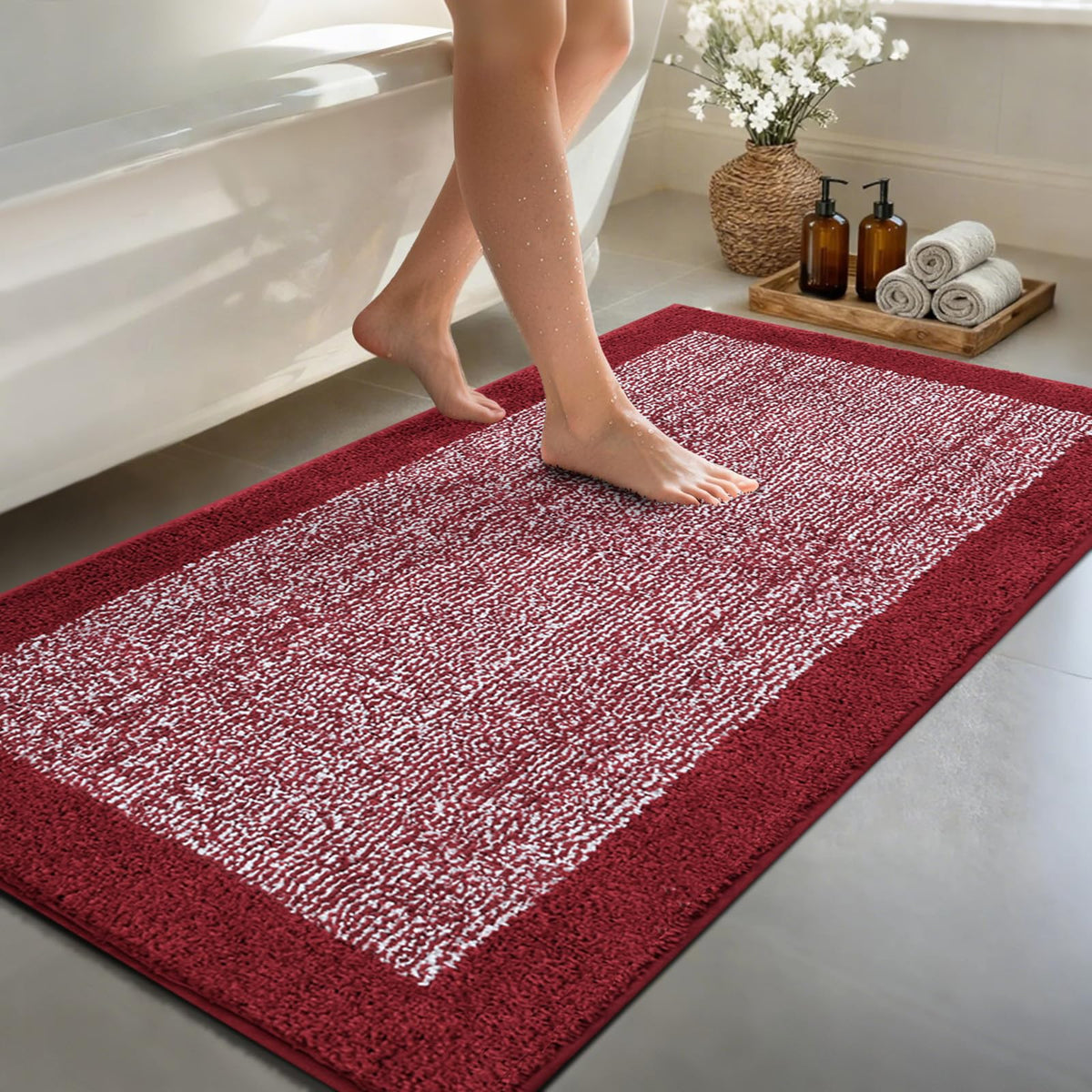 48x24 Long Bathroom Rugs Non Slip Washable, Soft Absorbent Bath Mat Blue