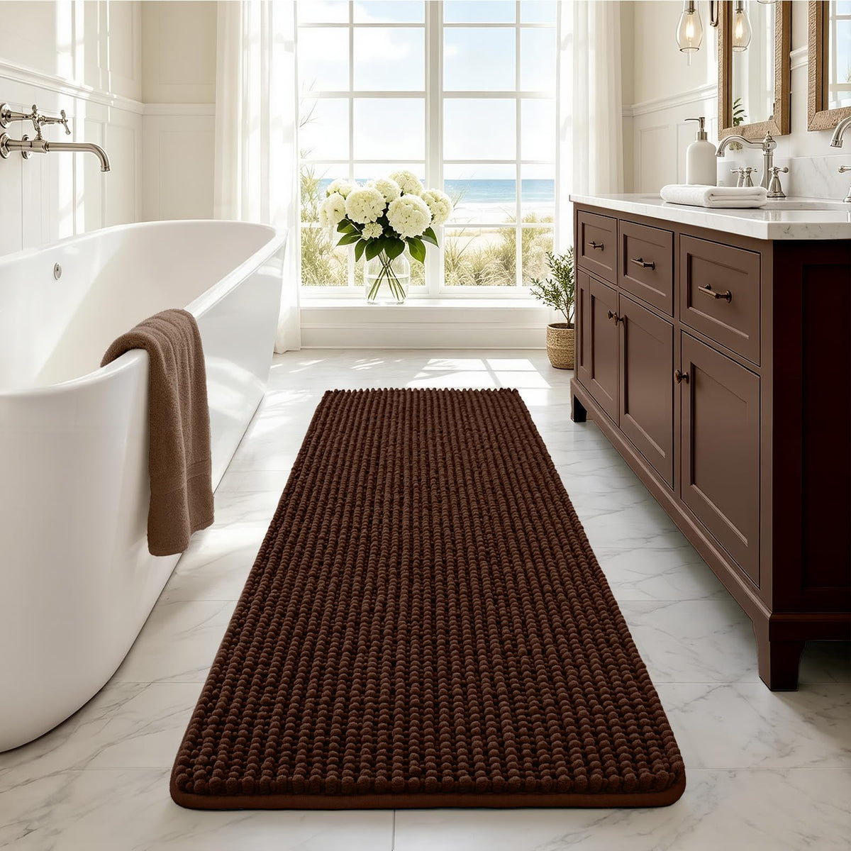Ophanie Grey Bathroom Rugs 30x20, Soft Chenille Bath Mat, Non Slip Absorbent Quick Dry Light Gray Mats, Machine Washable Thick Small Area Rug Sets,Grip Bathmat for Shower,Toilet,Sink and Indoor Floor