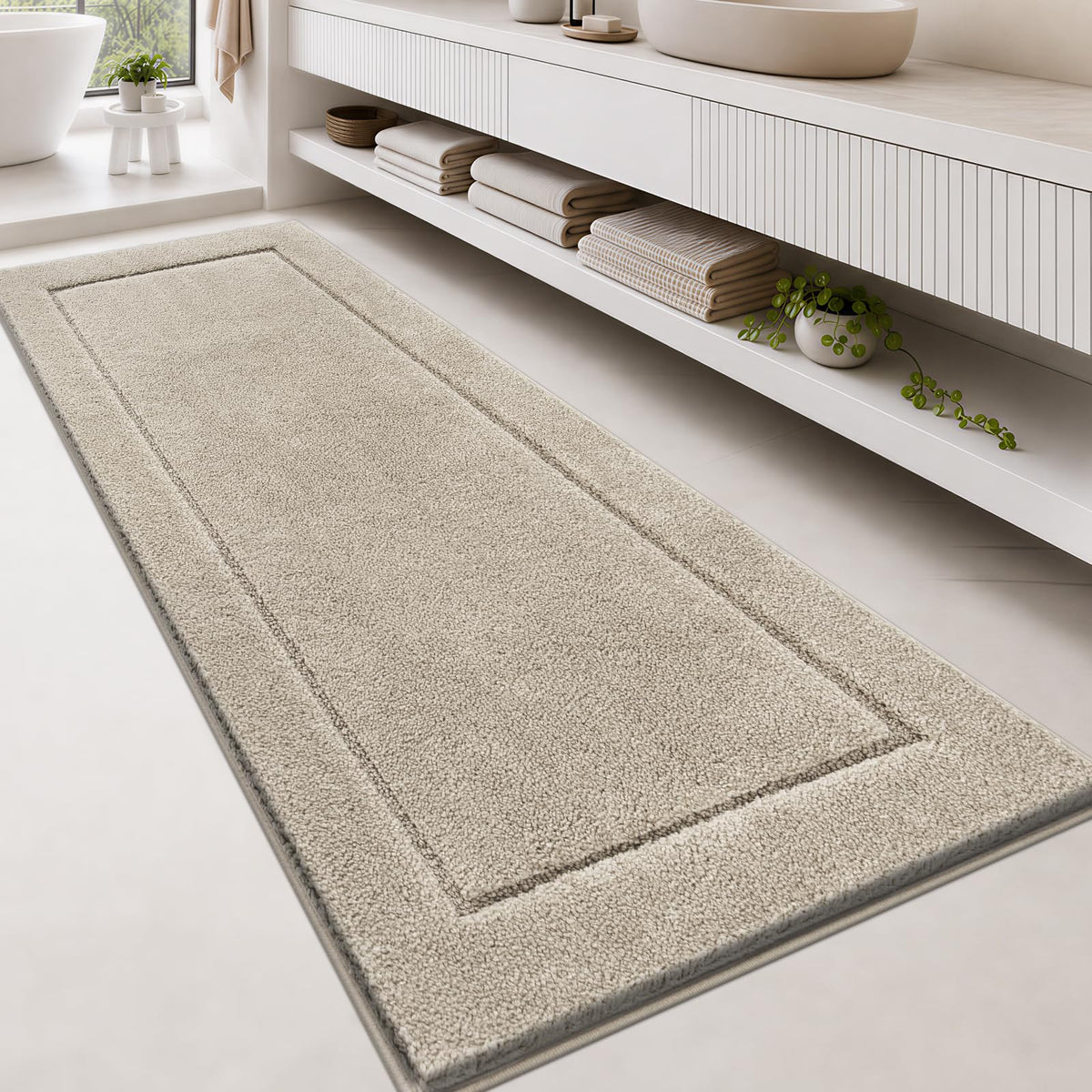 anllugs Bathroom Rugs, Non-Slip Bath Rugs, 24" x 60", Grey