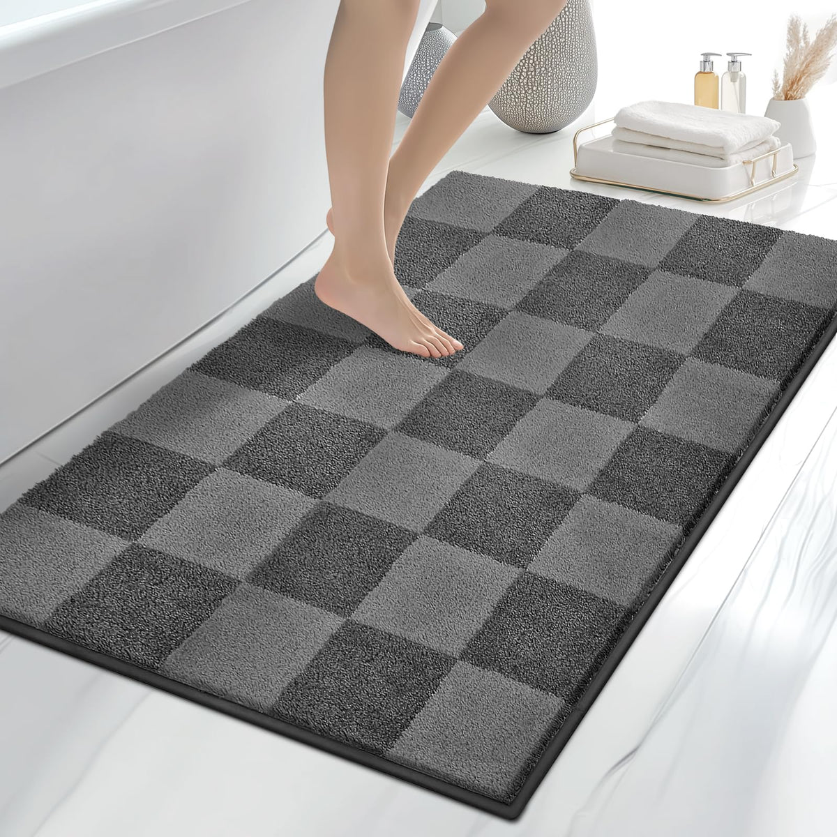 anllugs Bathroom Rugs, 20" x 30" Soft Bath Rugs, Olive Green & Green