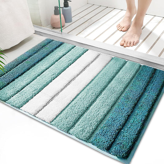 SiliPacks Striped Bathroom Rugs,Turquoise Bath Mat,Bath Rugs,20"x32"