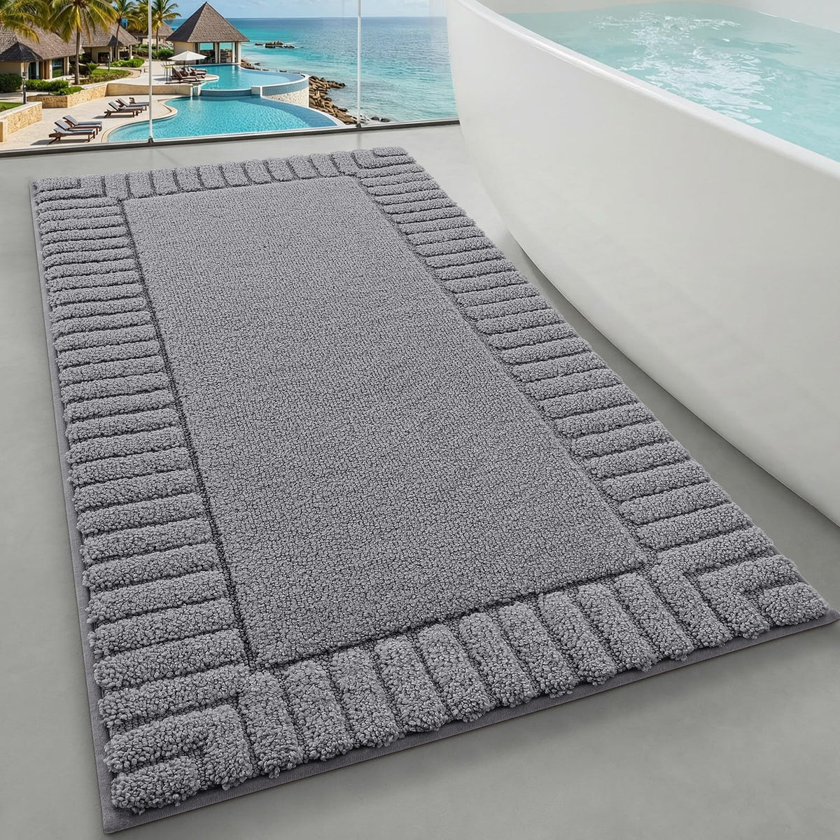 LUMI Soft Bathroom Rugs Absorbent, Non Slip Bath Mat 24x36, Beige
