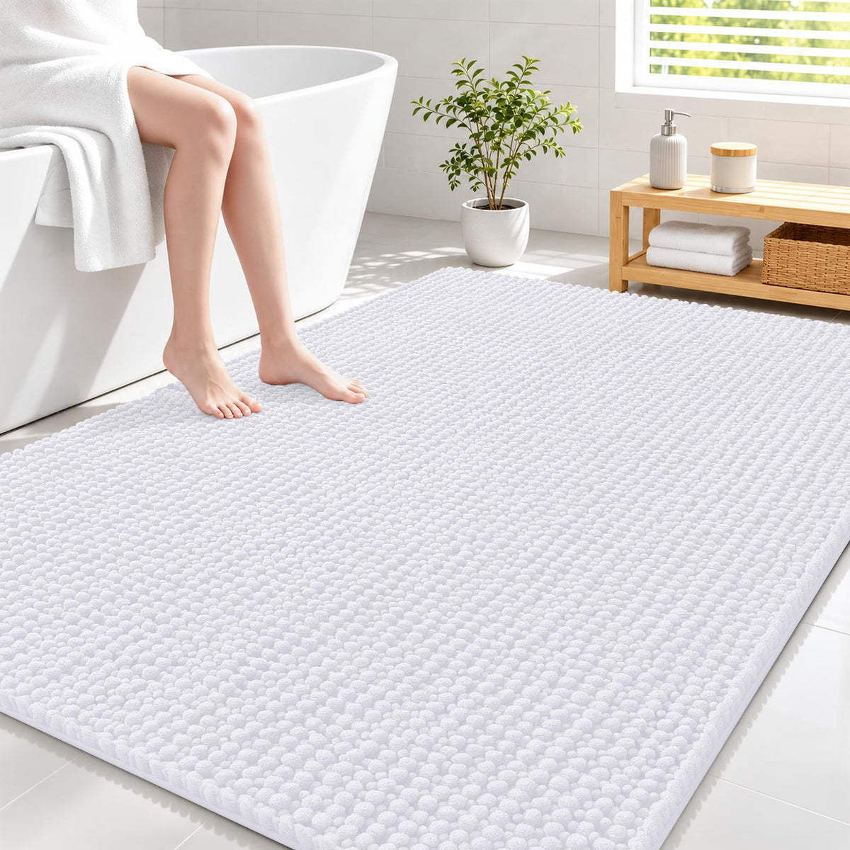 Smiry Thick Bathroom Rugs 30x20, Extra Soft Absorbent Chenille Bath Mat
