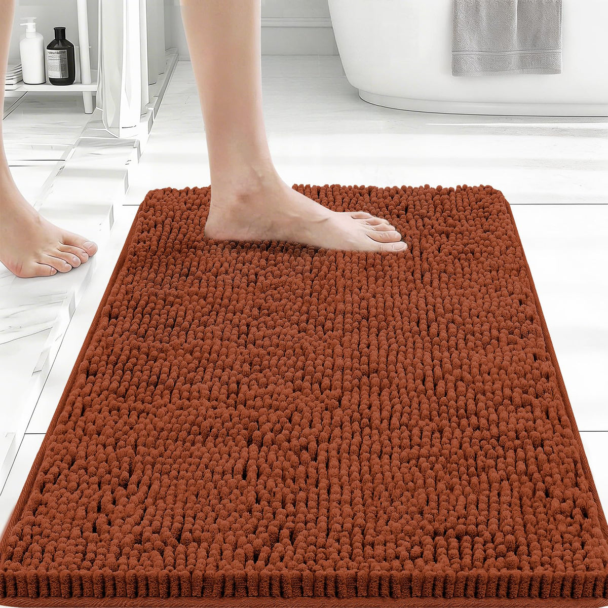 Bcoimo Small Bath Rug Mat,24x17 Extra Soft Chenille Lavender Bathroom Mats