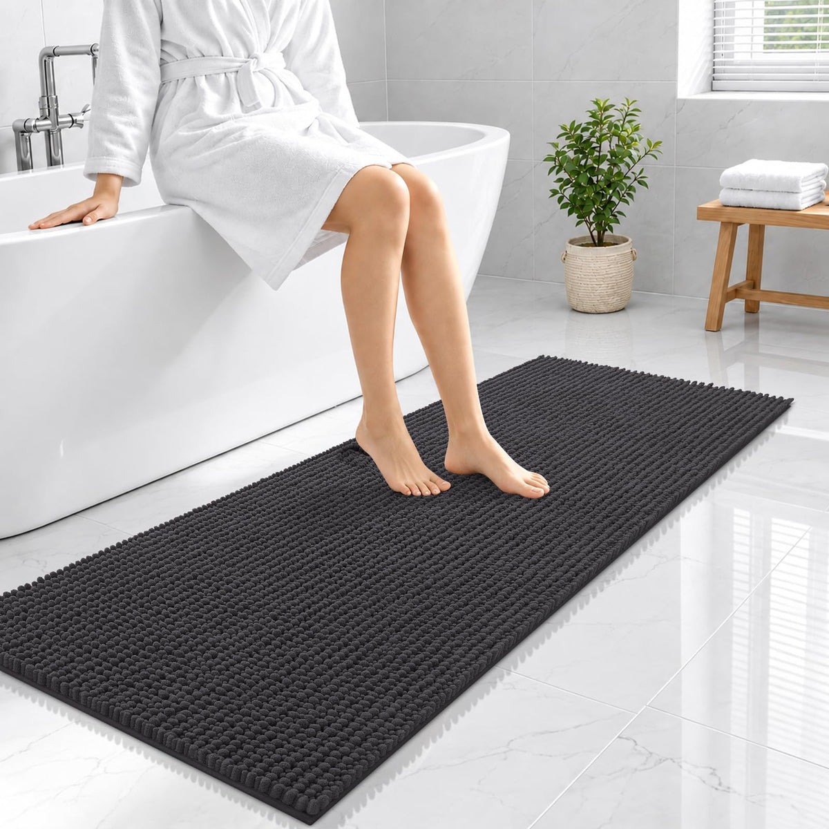 Smiry Thick Bathroom Rugs 30x20, Extra Soft Absorbent Chenille Bath Mat