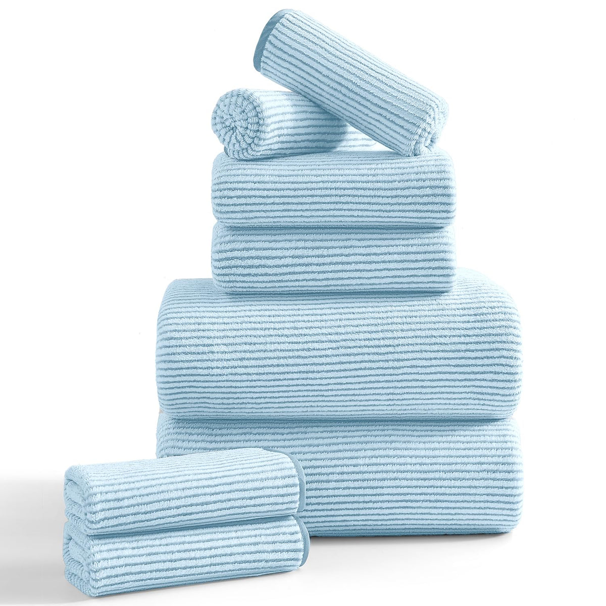 8-Piece Premium Towel Set for Bathroom|2 Oversized Large Bath Sheet,2 Hand Towels,4 Washcloths|Soft Cozy Highly Absorbent Fast Dry Microfiber Shower Towel Set for Hotel Bathroom Essentials,Dark Brown