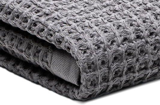 SUTERA Quick Dry Bath Towel, 100% Pima Cotton, Silverthread Waffle, Grey