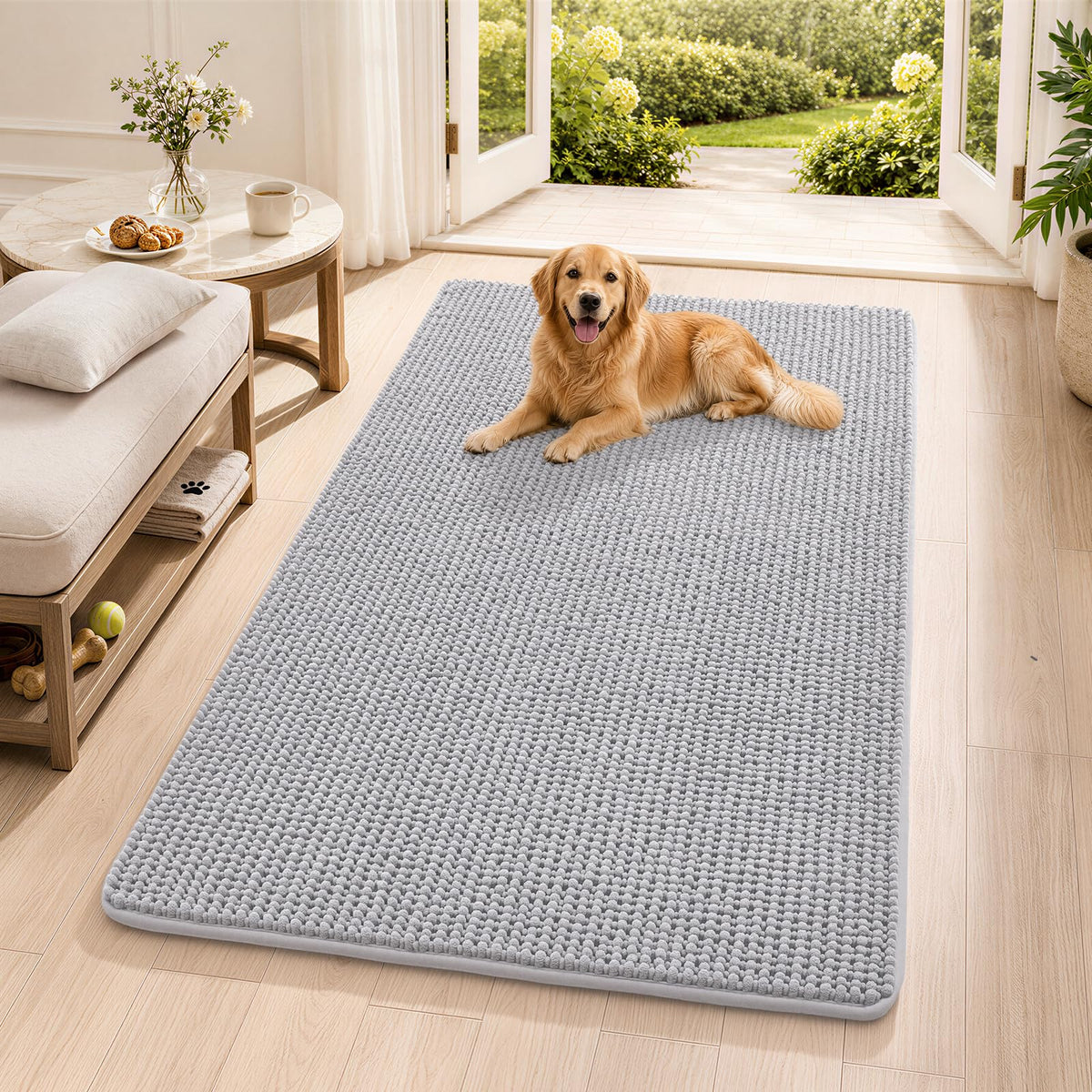 Ophanie Grey Bathroom Rugs 30x20, Soft Chenille Bath Mat, Non Slip Absorbent Quick Dry Light Gray Mats, Machine Washable Thick Small Area Rug Sets,Grip Bathmat for Shower,Toilet,Sink and Indoor Floor