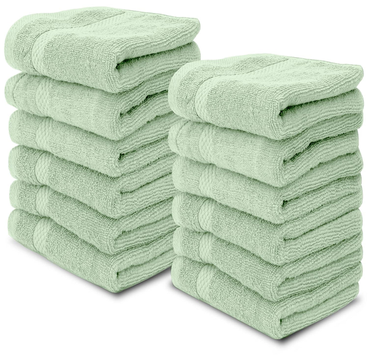 White Classic Luxury Ivory Washcloths 12 Pack - 13x13, 100% Turkish Cotton