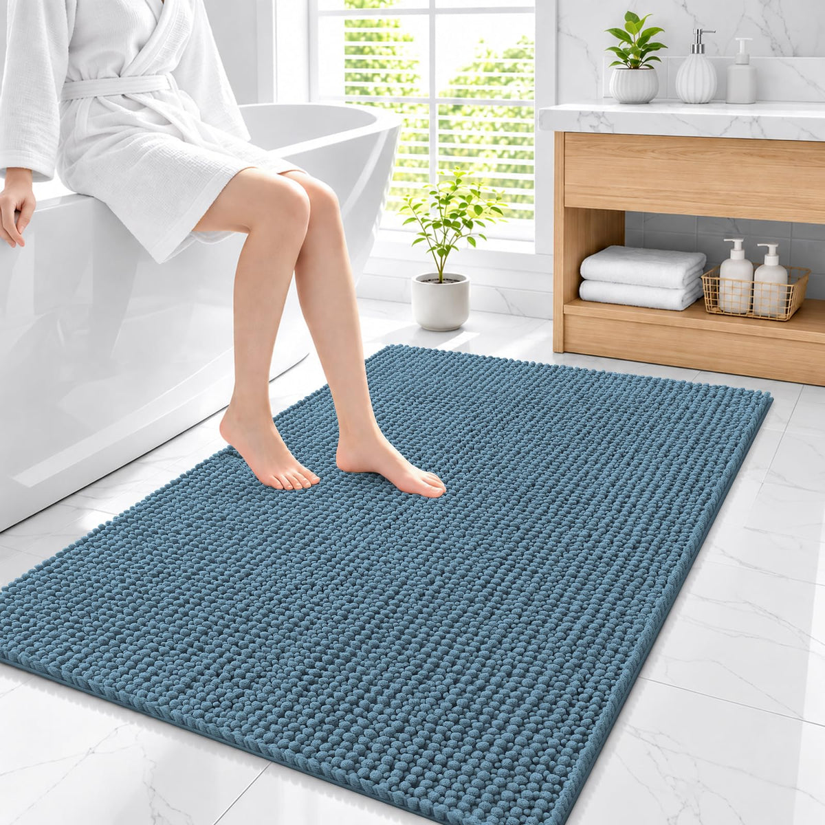 Smiry Thick Bathroom Rugs 30x20, Extra Soft Absorbent Chenille Bath Mat