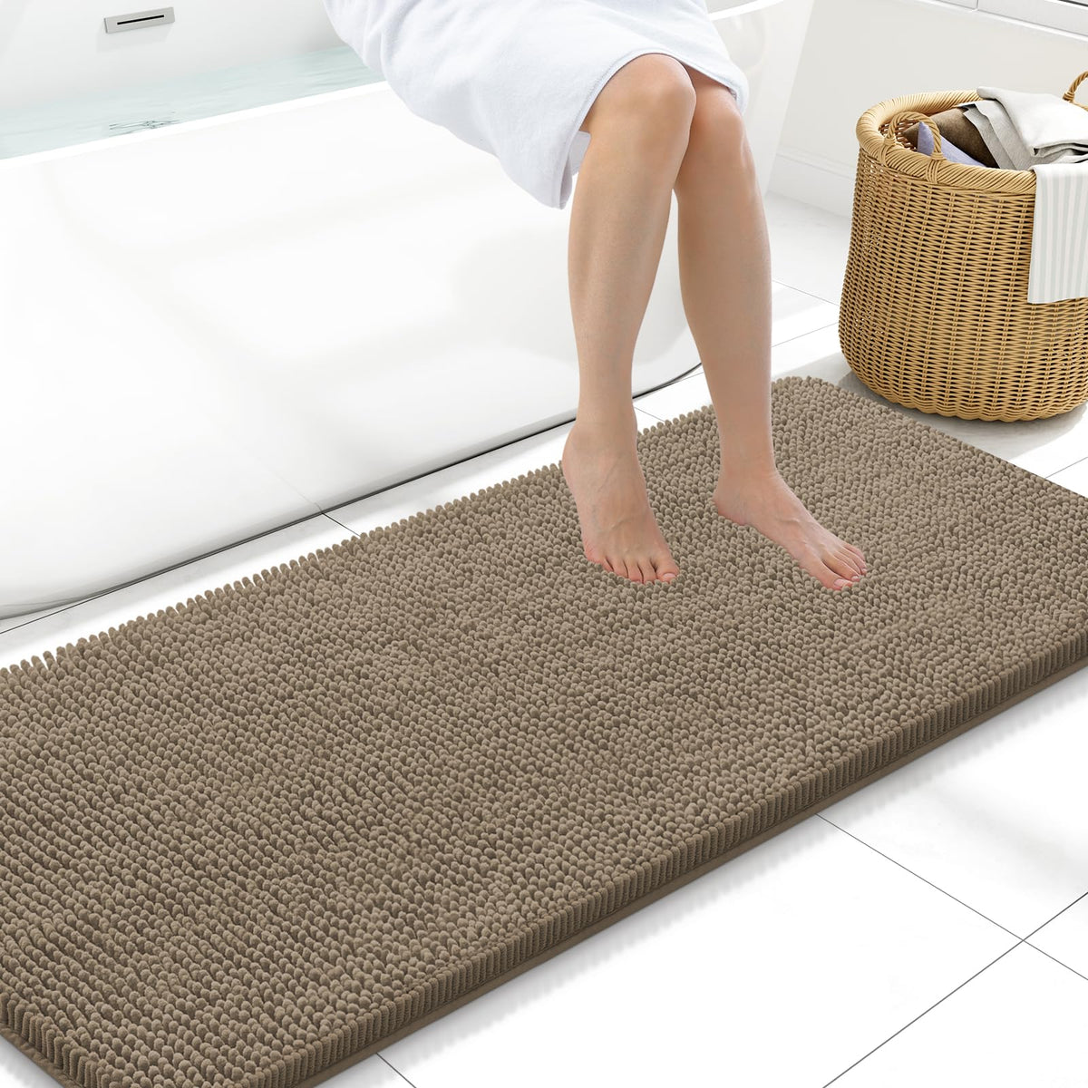 Arotive Bathroom Rugs 24x16, Soft Absorbent Shaggy Chenille Bath Rugs
