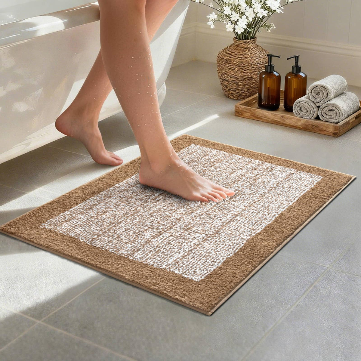 48x24 Long Bathroom Rugs Non Slip Washable, Soft Absorbent Bath Mat Blue