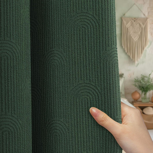 Dark Green Boho Cotton Shower Curtain Arch,72" W x 72" L
