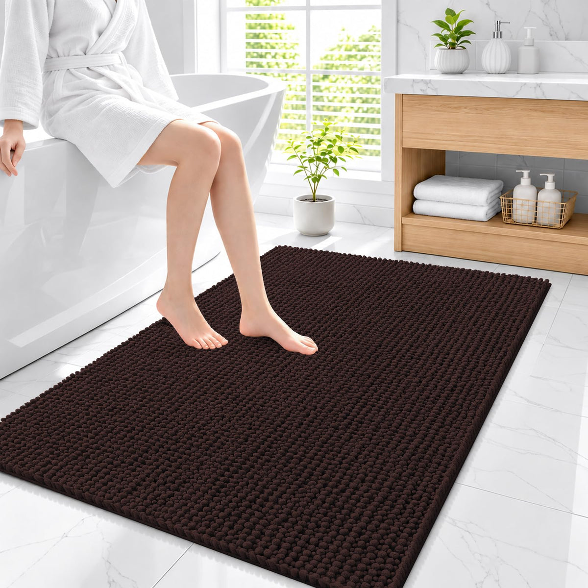 Smiry Thick Bathroom Rugs 30x20, Extra Soft Absorbent Chenille Bath Mat