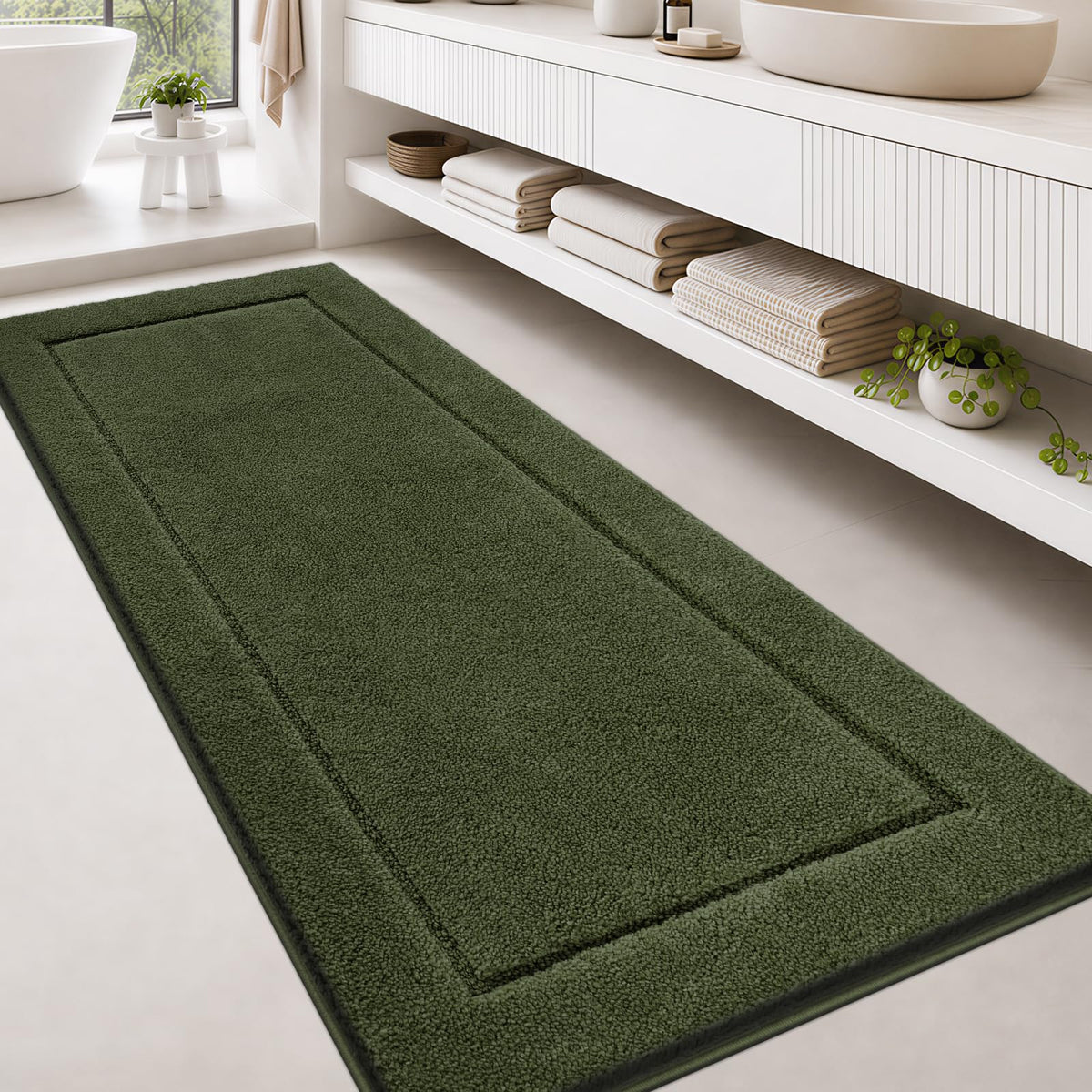 anllugs Bathroom Rugs, Non-Slip Bath Rugs, 24" x 60", Grey
