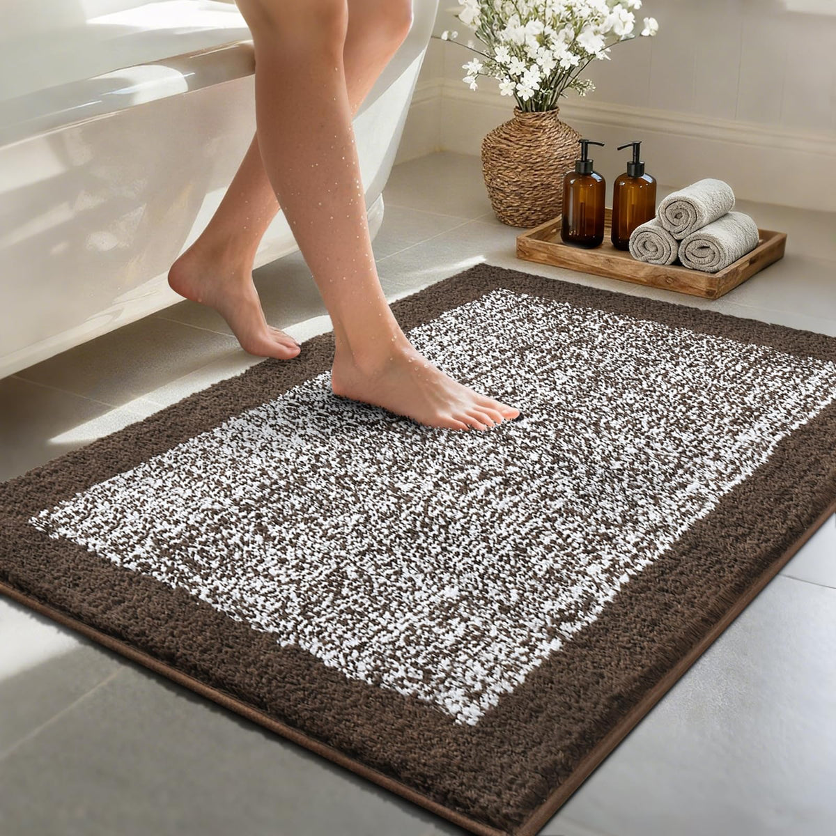 48x24 Long Bathroom Rugs Non Slip Washable, Soft Absorbent Bath Mat Blue