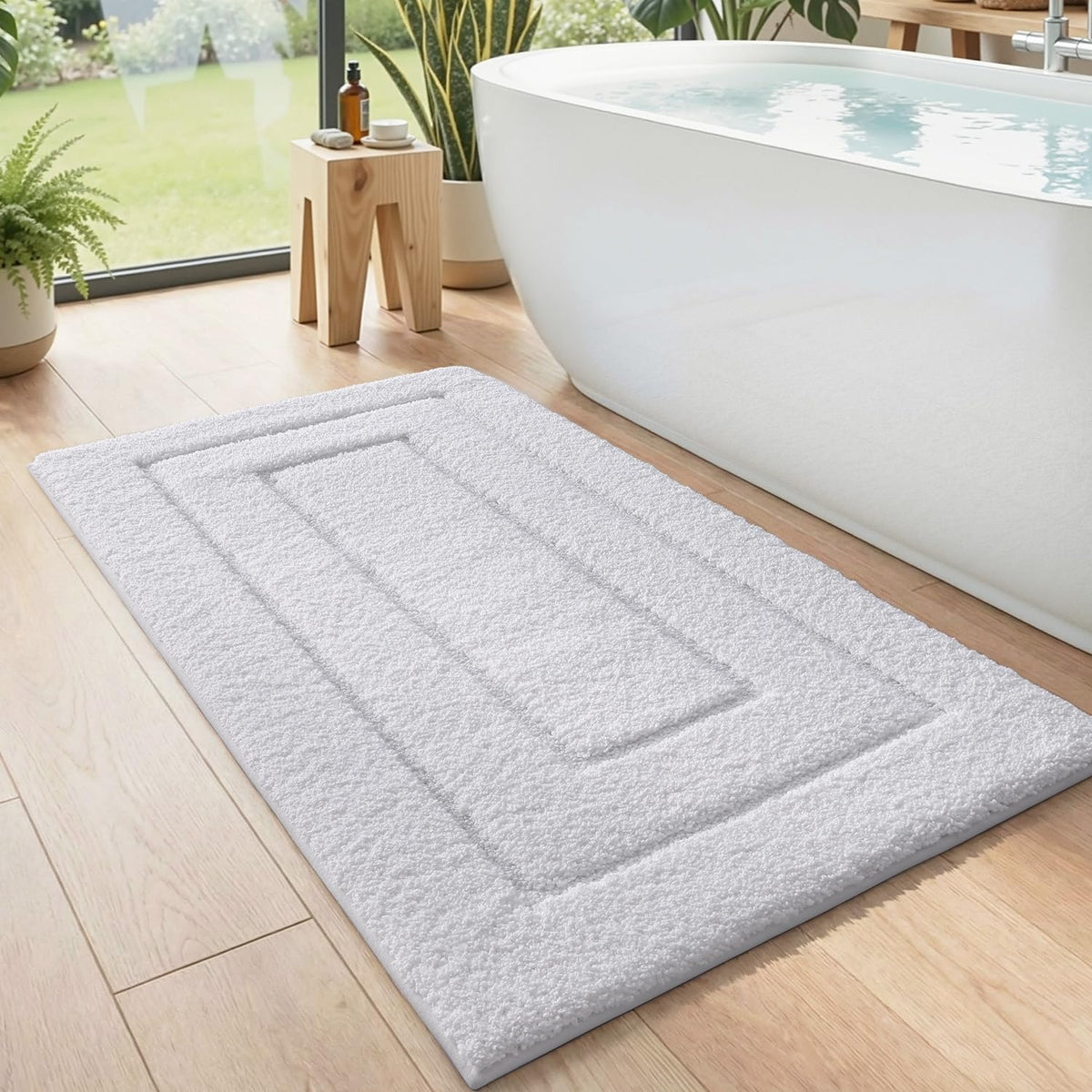 DEXI Bathroom Rugs 36x24, Non-Slip Bath Mat Soft Absorbent, Beige