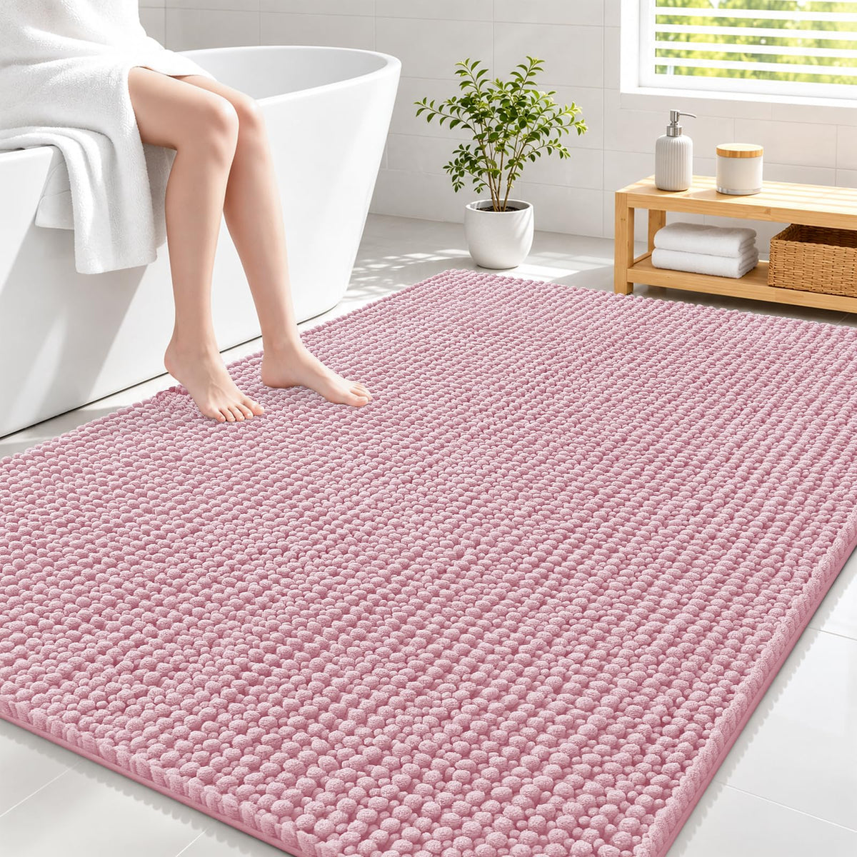 Smiry Thick Bathroom Rugs 30x20, Extra Soft Absorbent Chenille Bath Mat