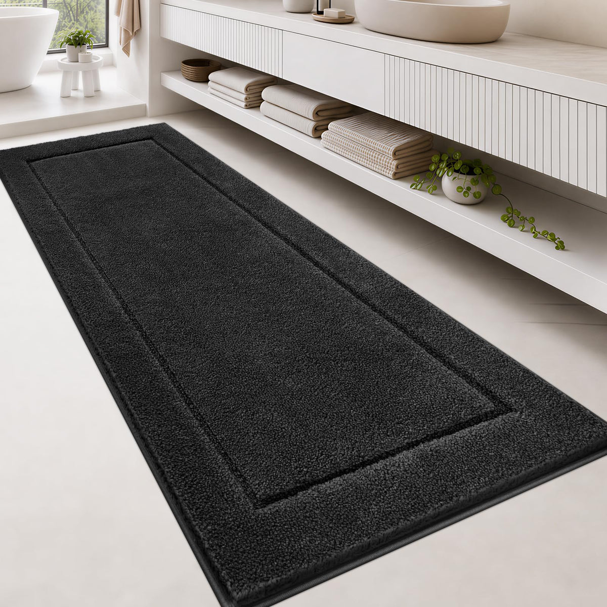 anllugs Bathroom Rugs, Non-Slip Bath Rugs, 24" x 60", Grey