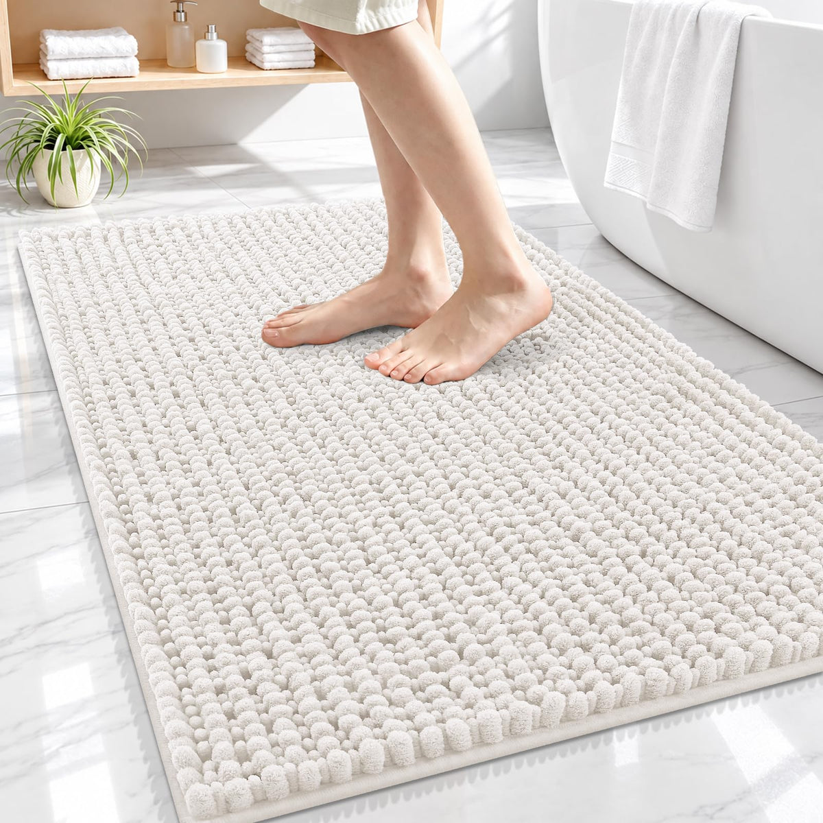 Smiry Thick Bathroom Rugs 30x20, Extra Soft Absorbent Chenille Bath Mat