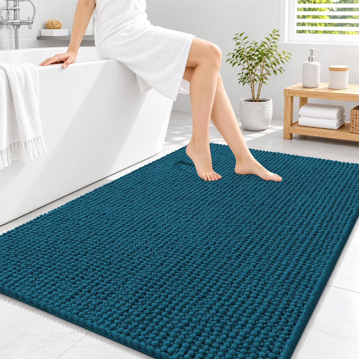 Smiry Thick Bathroom Rugs 30x20, Extra Soft Absorbent Chenille Bath Mat