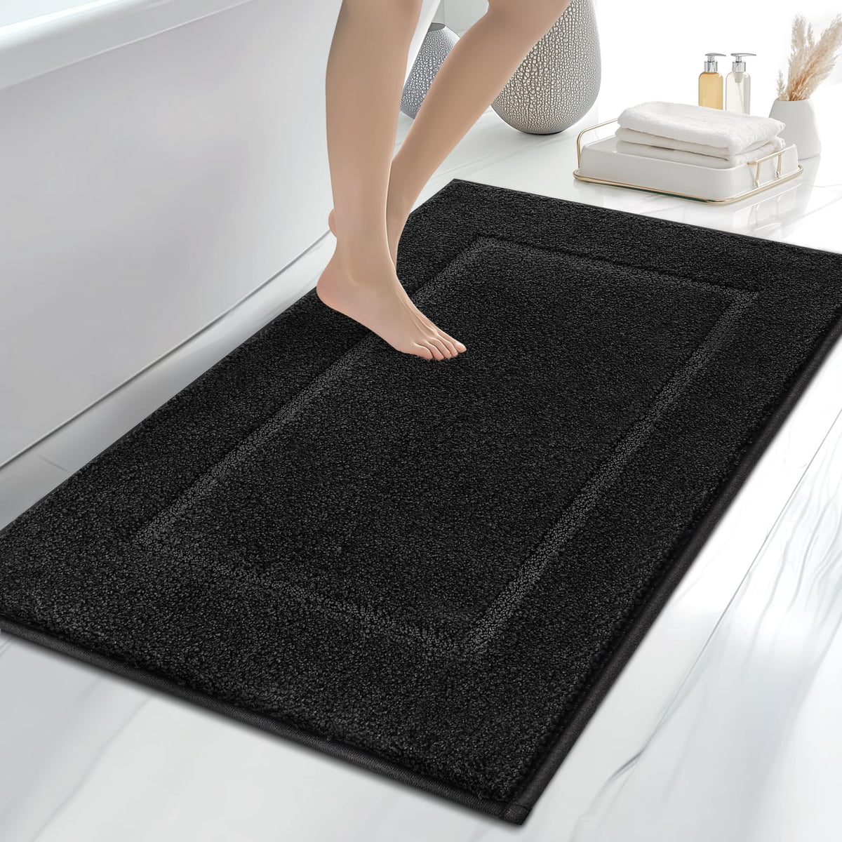 anllugs Bathroom Rugs, 20" x 30" Soft Bath Rugs, Olive Green & Green