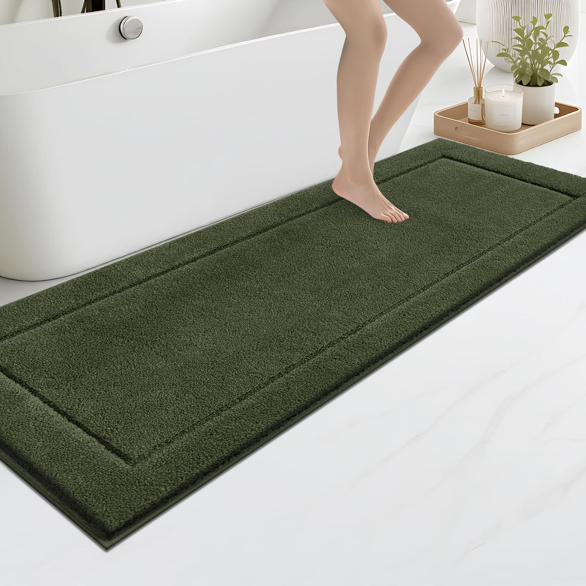 anllugs Bathroom Rugs, Non-Slip Bath Rugs, 24" x 60", Grey