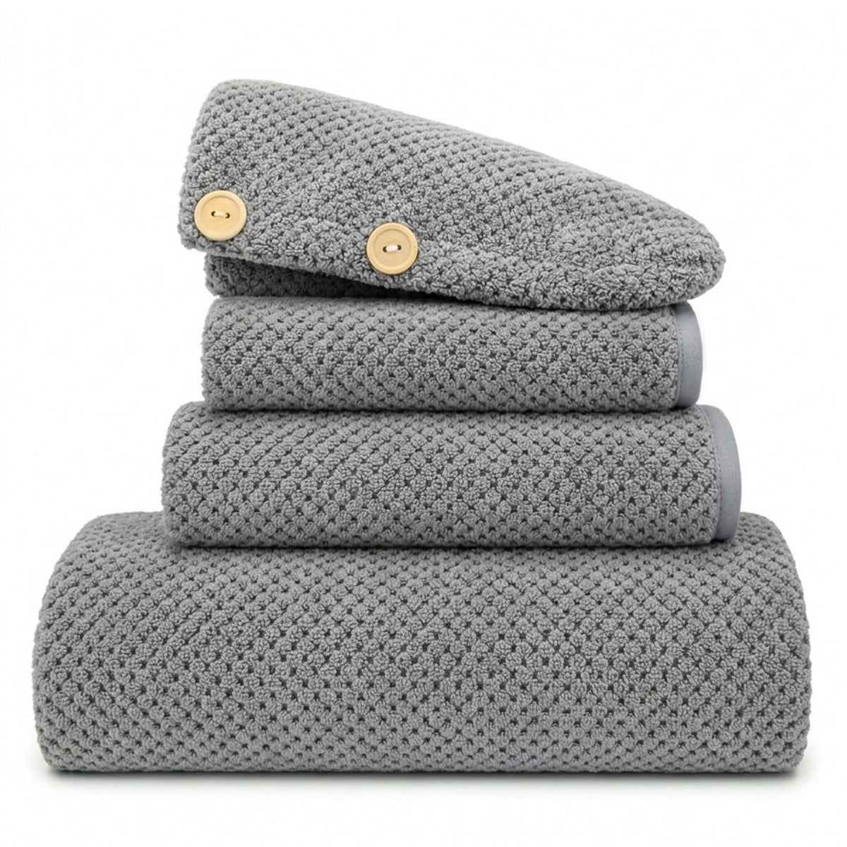 MaopaoBeauty Bath Towels for Bathroom Towel Set Shower Towels Bath Towels Set of 4 (1 Bath Towel, 1 Hair Towel, 1 Hand Towel, 1 Washcloth),Soft and Absorbent (Blue)