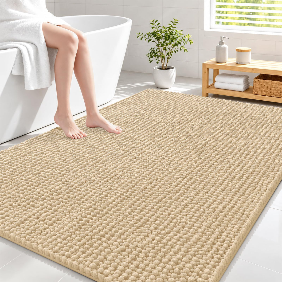 Smiry Thick Bathroom Rugs 30x20, Extra Soft Absorbent Chenille Bath Mat