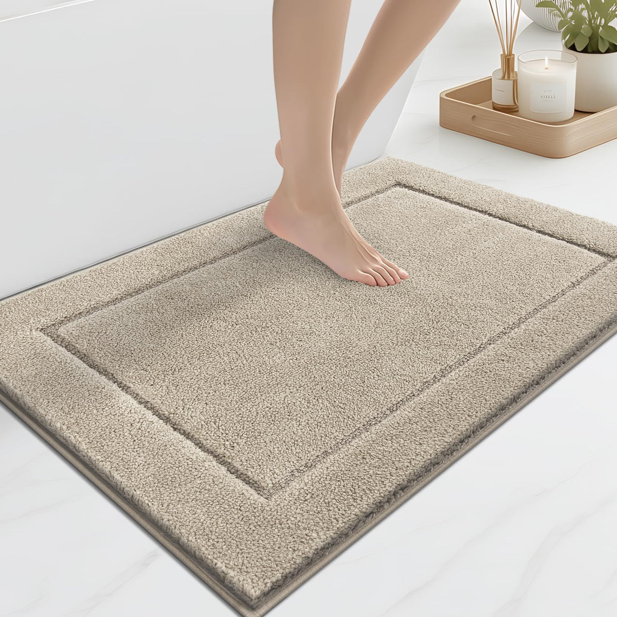 anllugs Bathroom Rugs, Non-Slip Bath Rugs, 24" x 60", Grey