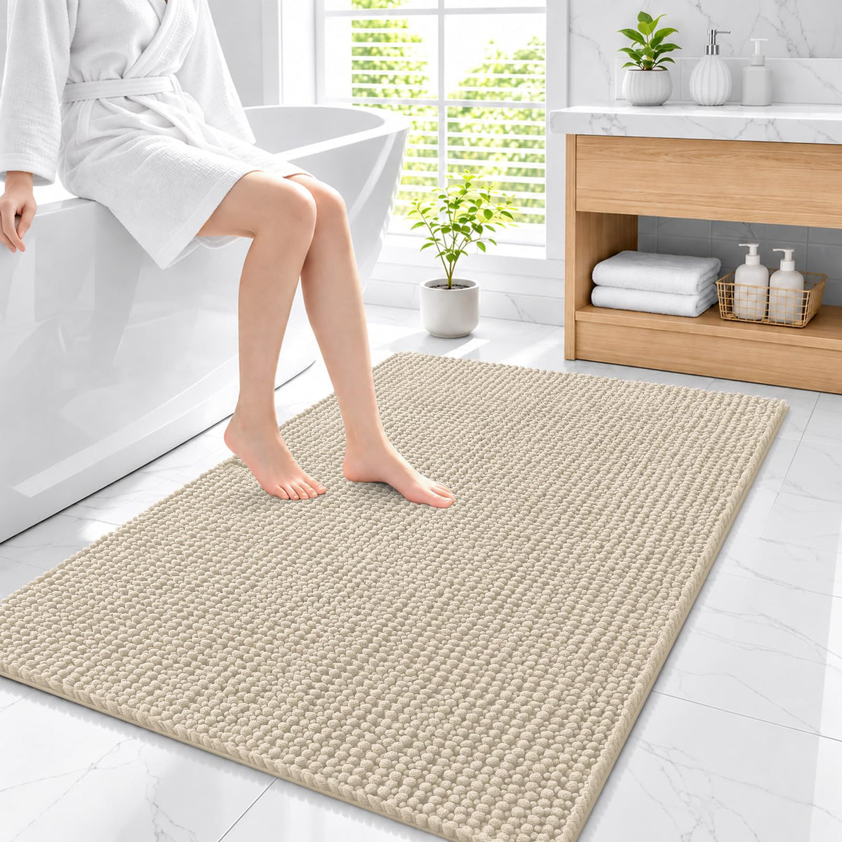 Smiry Thick Bathroom Rugs 30x20, Extra Soft Absorbent Chenille Bath Mat