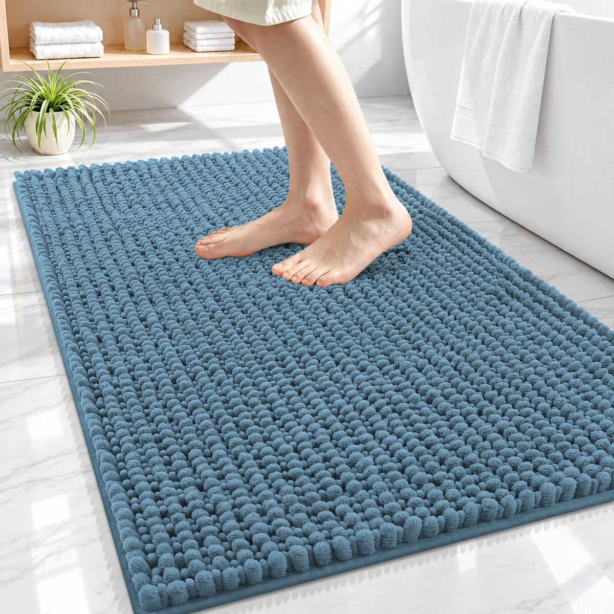 Smiry Thick Bathroom Rugs 30x20, Extra Soft Absorbent Chenille Bath Mat