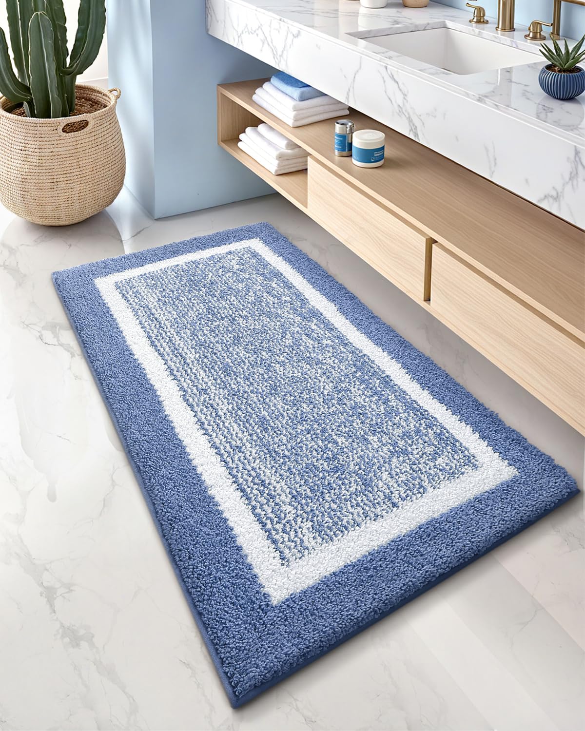 Color&Geometry 16"x24" Small Bath Mats for Bathroom Simple and Stylish,Gray