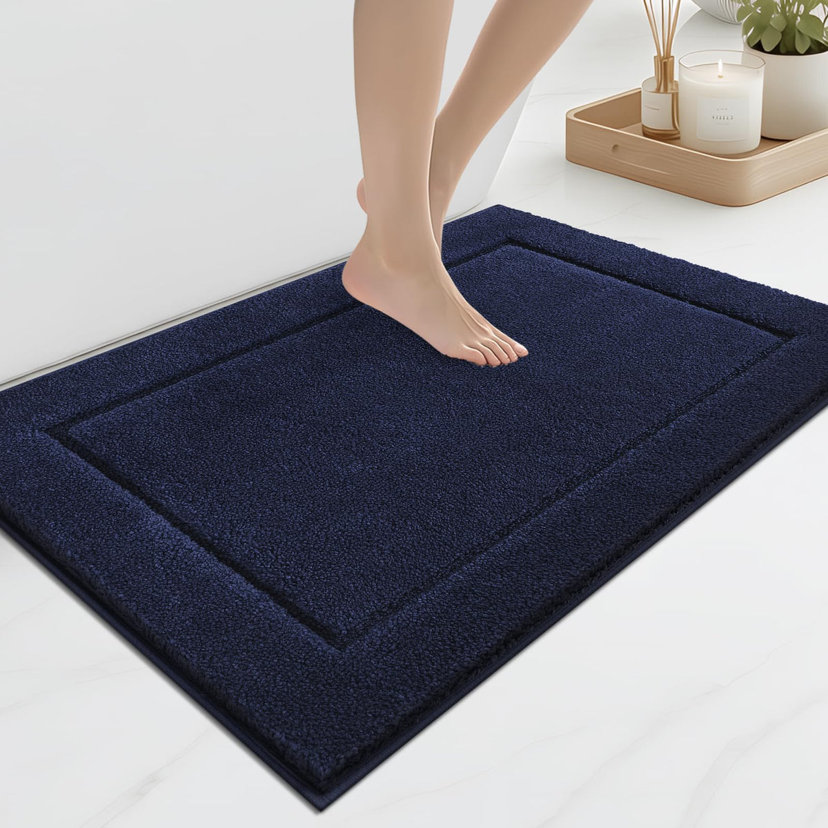 anllugs Bathroom Rugs, Non-Slip Bath Rugs, 24" x 60", Grey